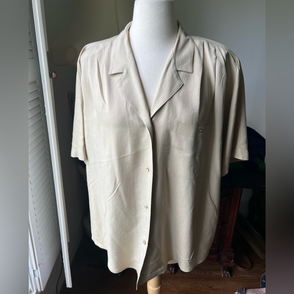 Rafaella Womans Silk Blouse Button Up Size 12